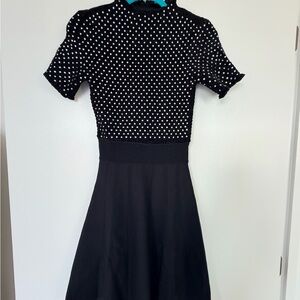 Elegant Black and White Polka Dot Dress